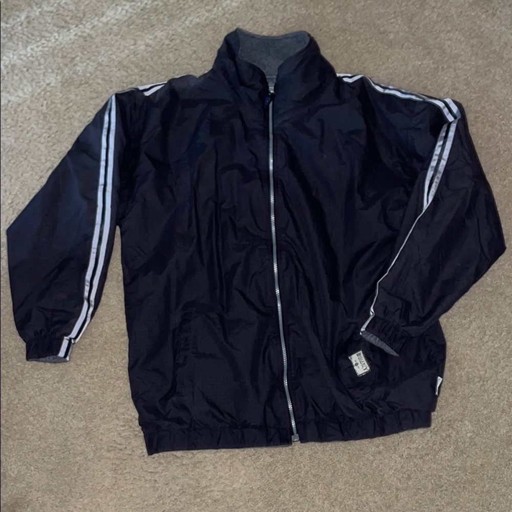 Reversible Black & Gray Jacket with White Stripes